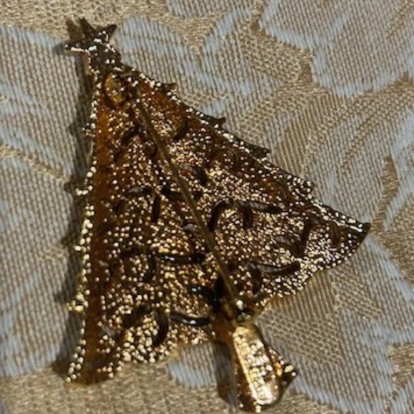 HOLIDAY🎄🎄EISENBERG ICE Sparkly Gold Rhinestone Christmas Tree BROOCH - Picture 7 of 10